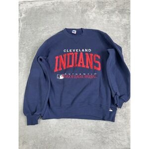 Vintage 90s Cleveland Indians MLB Pullover Sweatshirt Men's Size Medium Blue